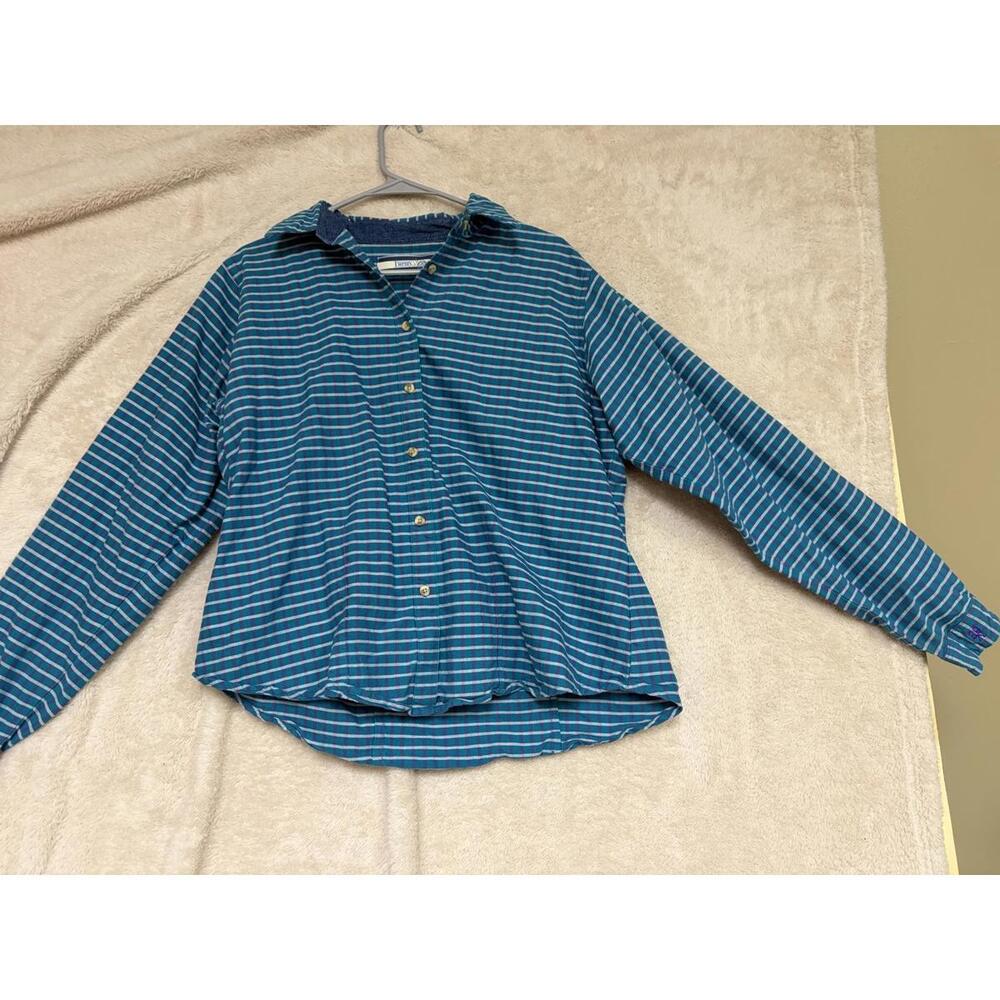 Twenty X Women's Blue and Green Plaid Button-Up Shirt XXL
